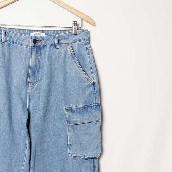 HOUSE OF CB Ria Cargo Jeans Washed Utility Pocket Blue Pant Size Medium M - Picture 9 of 13